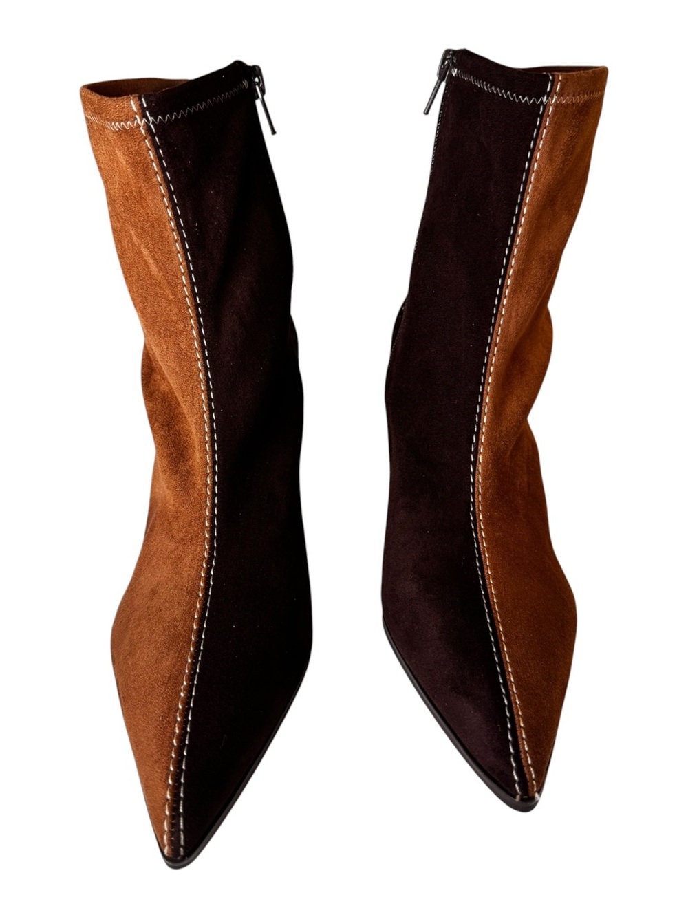 Gianni Bini x Sydney Silverman Kelsey Two-Tone Faux Suede Booties Brown 8M NWT